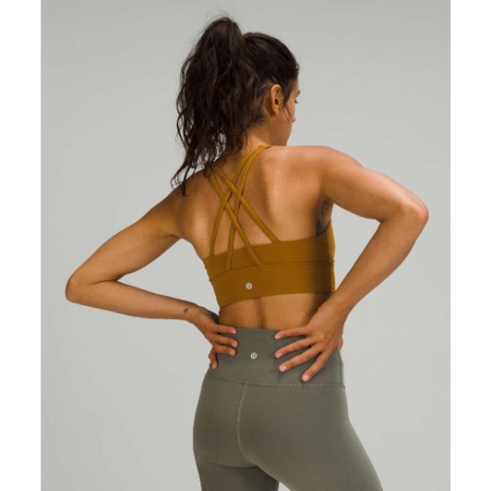Lululemon Energy Bra High Neck Long Line Tough Gold Spice Sports‎ Bra Gold 6